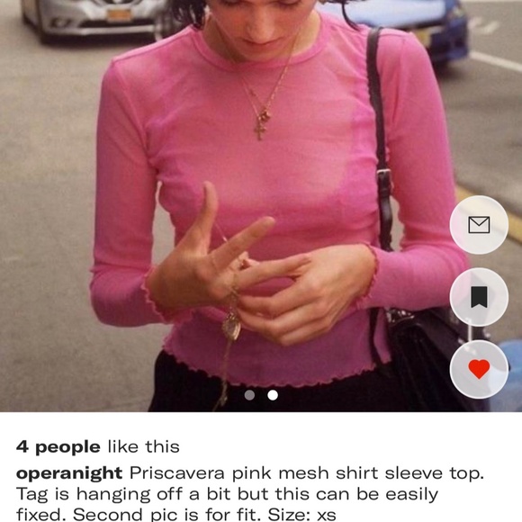 Priscavera Mesh Baby Tee Short Sleeve Pink - Picture 2 of 2